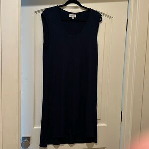 Navy blue cap sleeve dress. Wear casually or dress it up for business